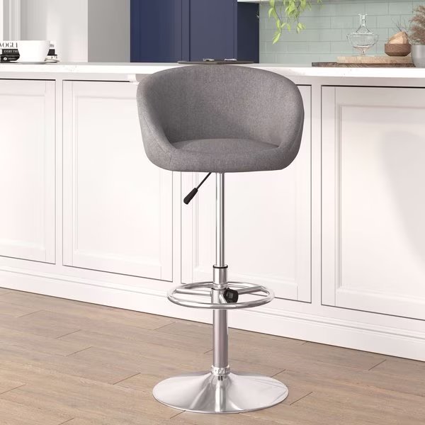 Gray Fabric Barstool, Adj Height, Weight Capacity: 330 lb., FLASH FURNITURE, Mfr# CH-TC3-1066L-GYFAB-GG